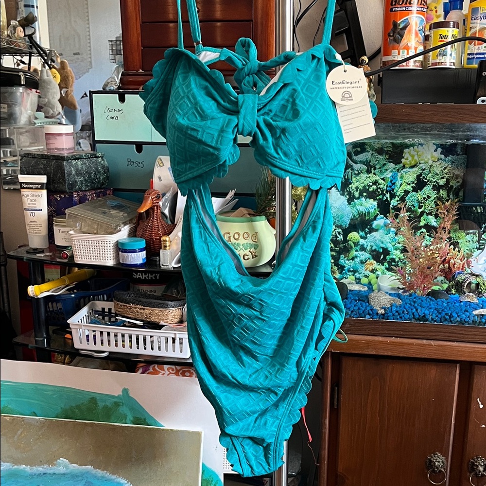 Cupshe Turquoise Textured One Piece Swimsuit